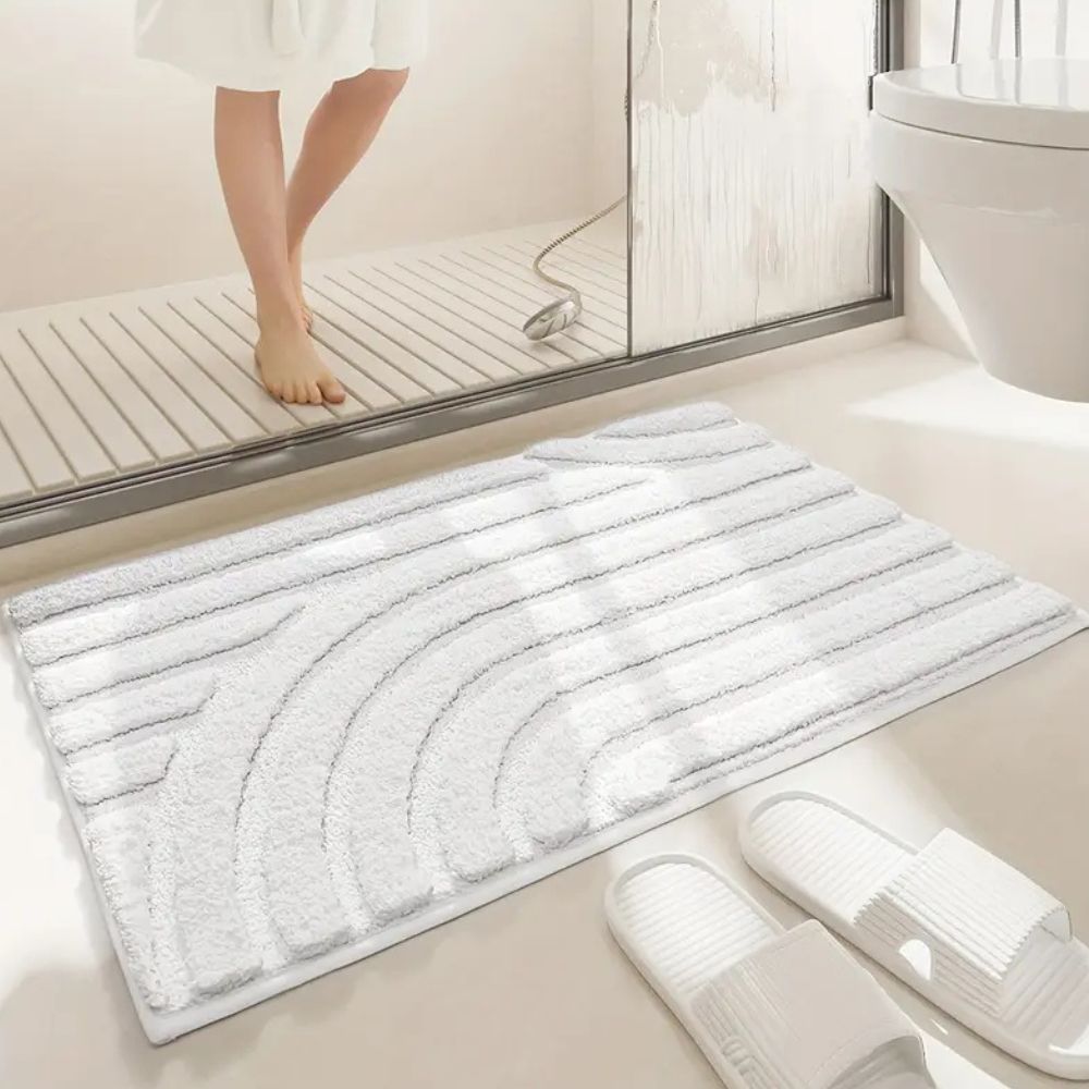 Ultra-weiche Badematte – Schnelltrocknend, Saugfähig, Rutschfest, Maschinenwaschbar, Elegantes Hoch- und Tiefmuster für Badezimmer und Küche-3