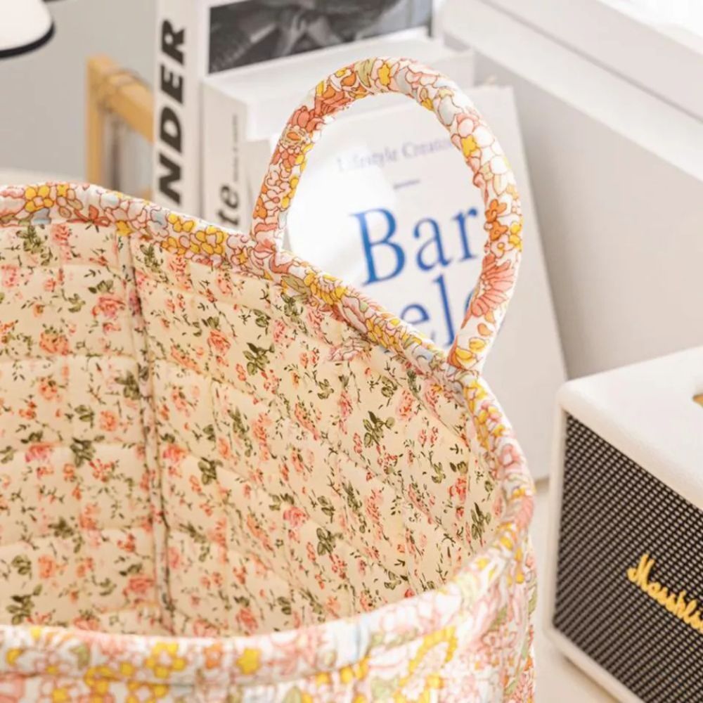 Zarter Floral Canvas Aufbewahrungskorb