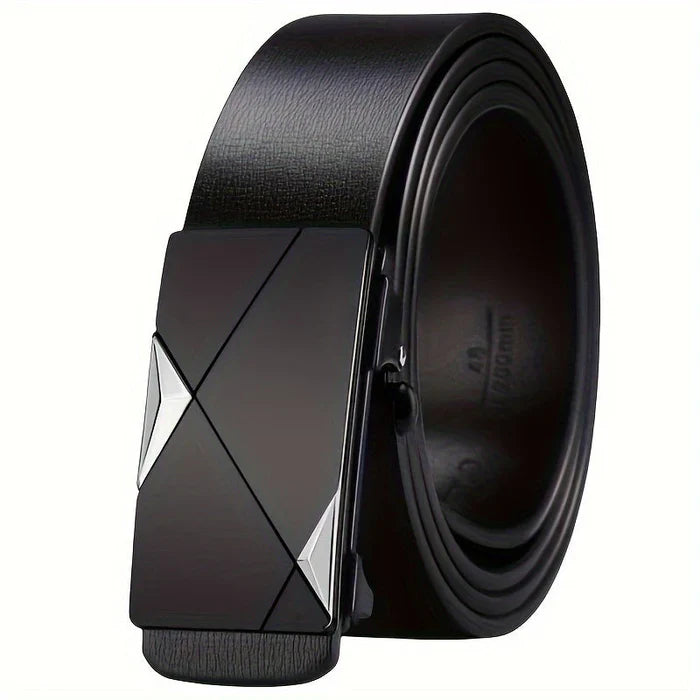 Verstellbarer Ledergürtel Herren mit Automatischer Schnalle – Elegantes Design für Jeden Anlass, Schwarz/Braun, 80-120 cm 2