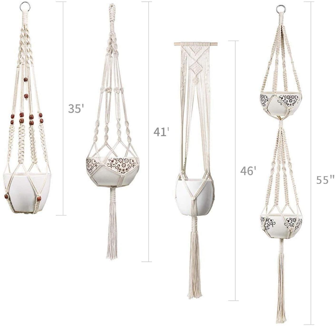 4er Set Makramee Pflanzenhalter
