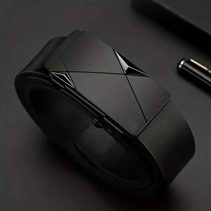 Verstellbarer Ledergürtel Herren mit Automatischer Schnalle – Elegantes Design für Jeden Anlass, Schwarz/Braun, 80-120 cm 1