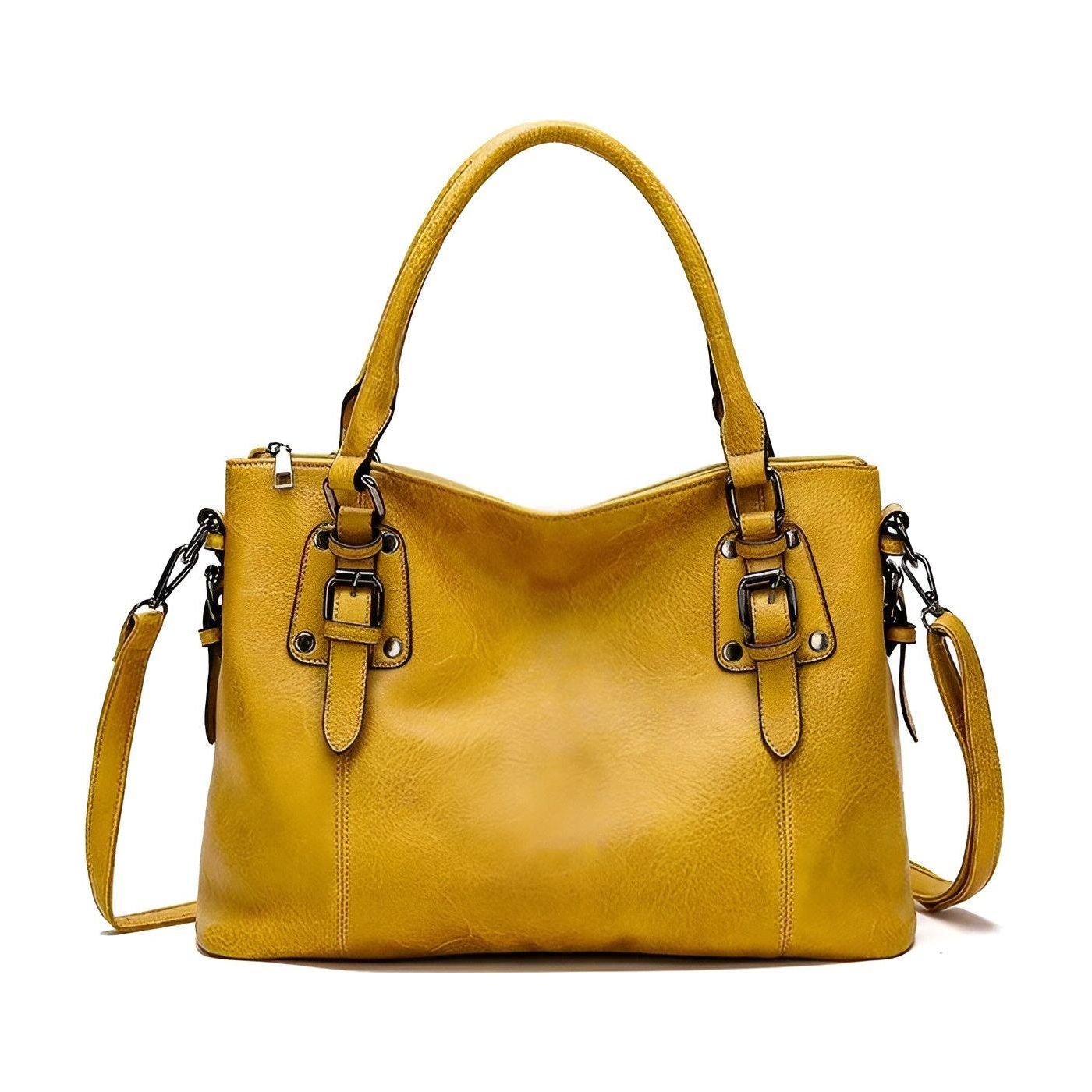 Stilvolle Retro Handtasche Damen aus PU-Leder mit mehreren Fächern – Braun, Schwarz, Wein, Gelb 4