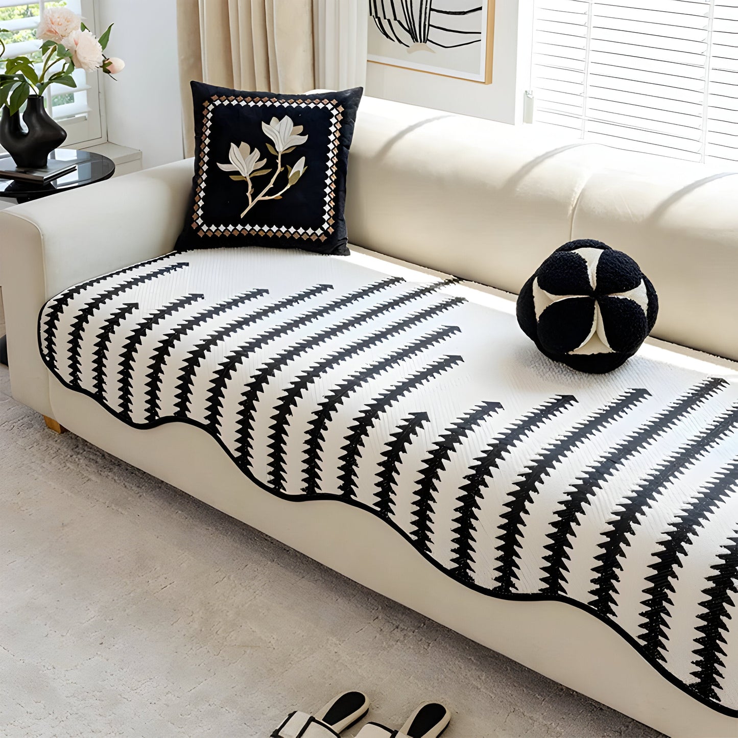 Moderner Chevron Chenille Sofaüberwurf für Ecksofa – Rutschfest, Maschinenwaschbar, Ideal für Haustiere und Kinder-2