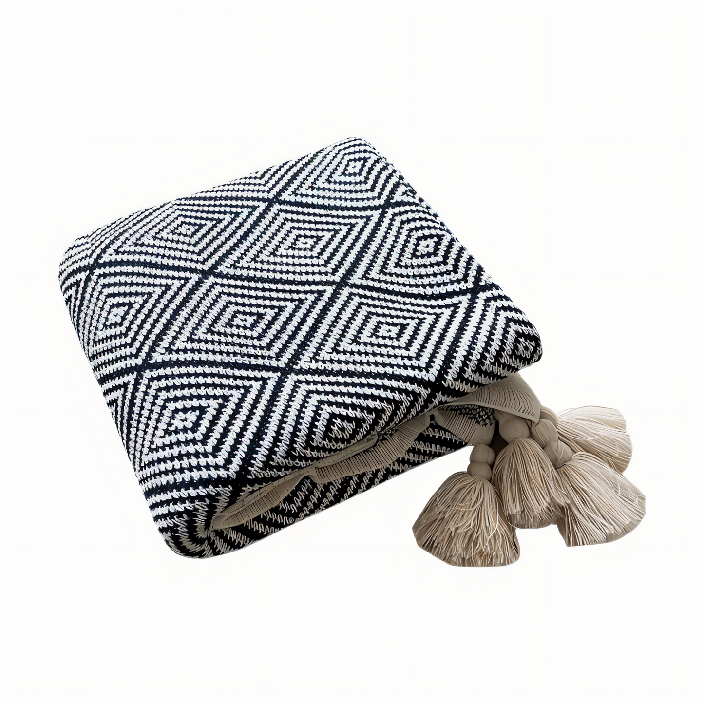 Geometrische Fleece-Decke in Schwarz-Weiß