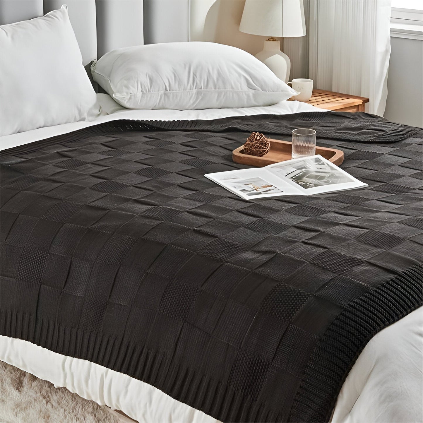 Weiche Strickdecke für Bett