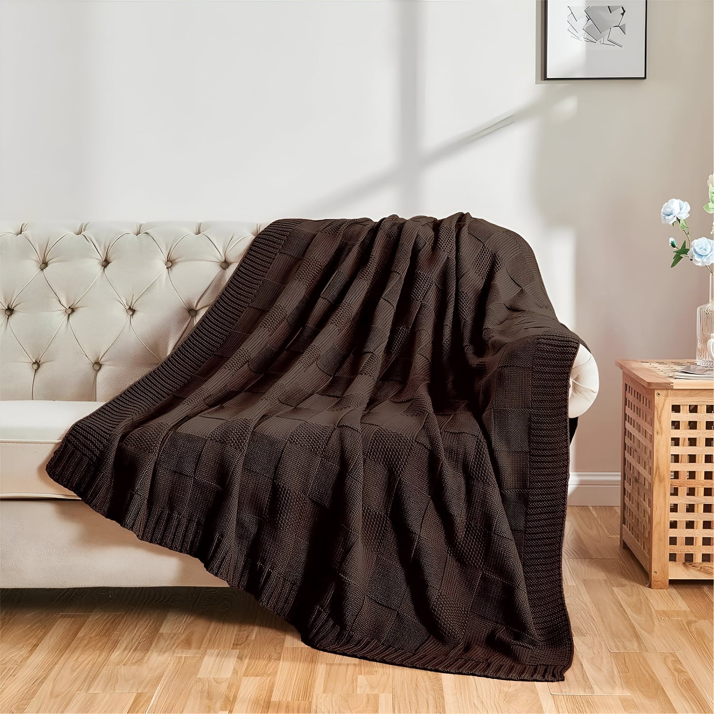 Weiche Strickdecke für Bett
