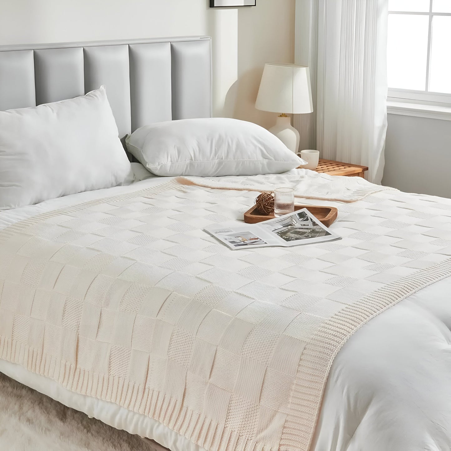 Weiche Strickdecke für Bett
