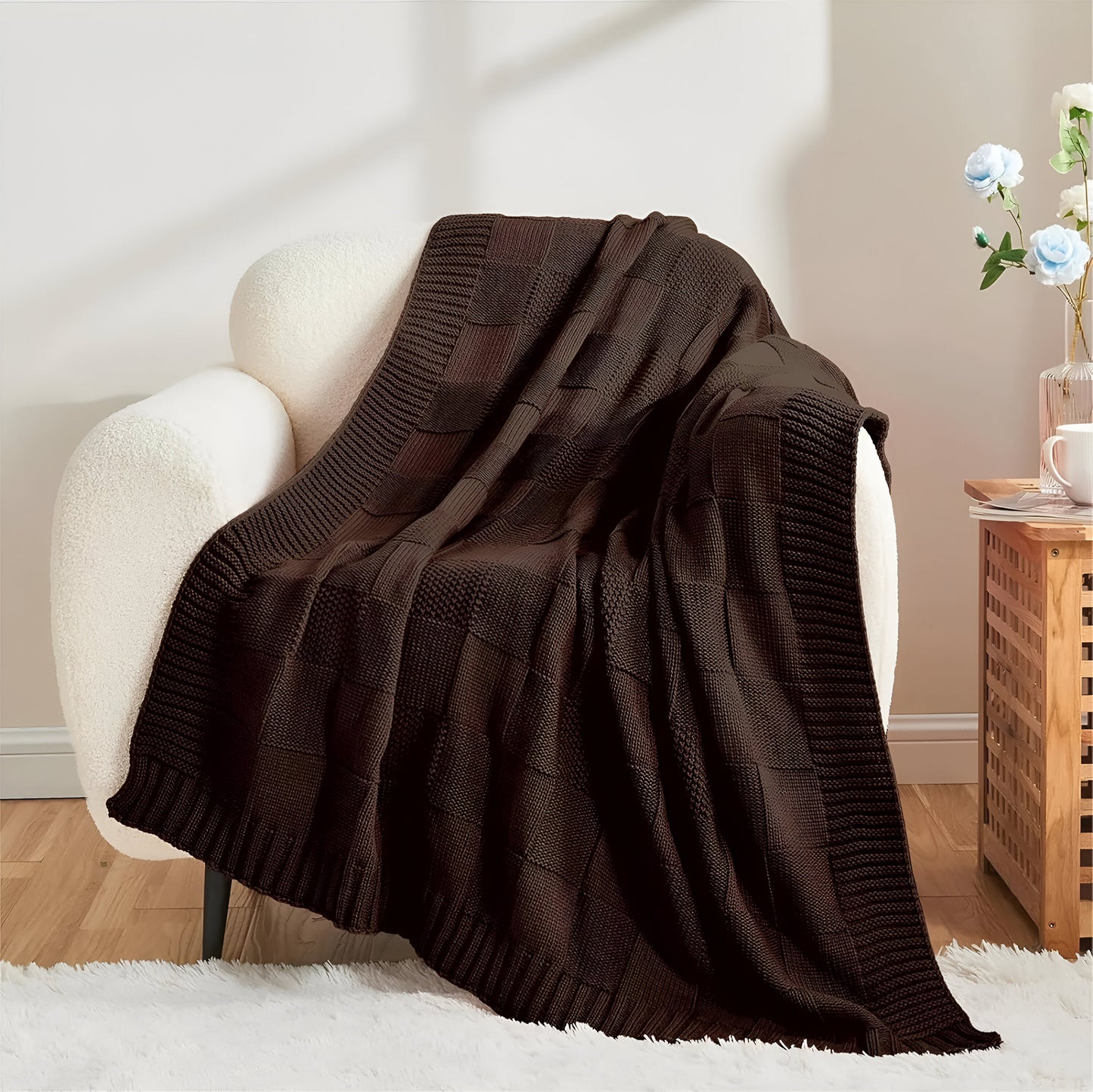 Weiche Strickdecke für Bett