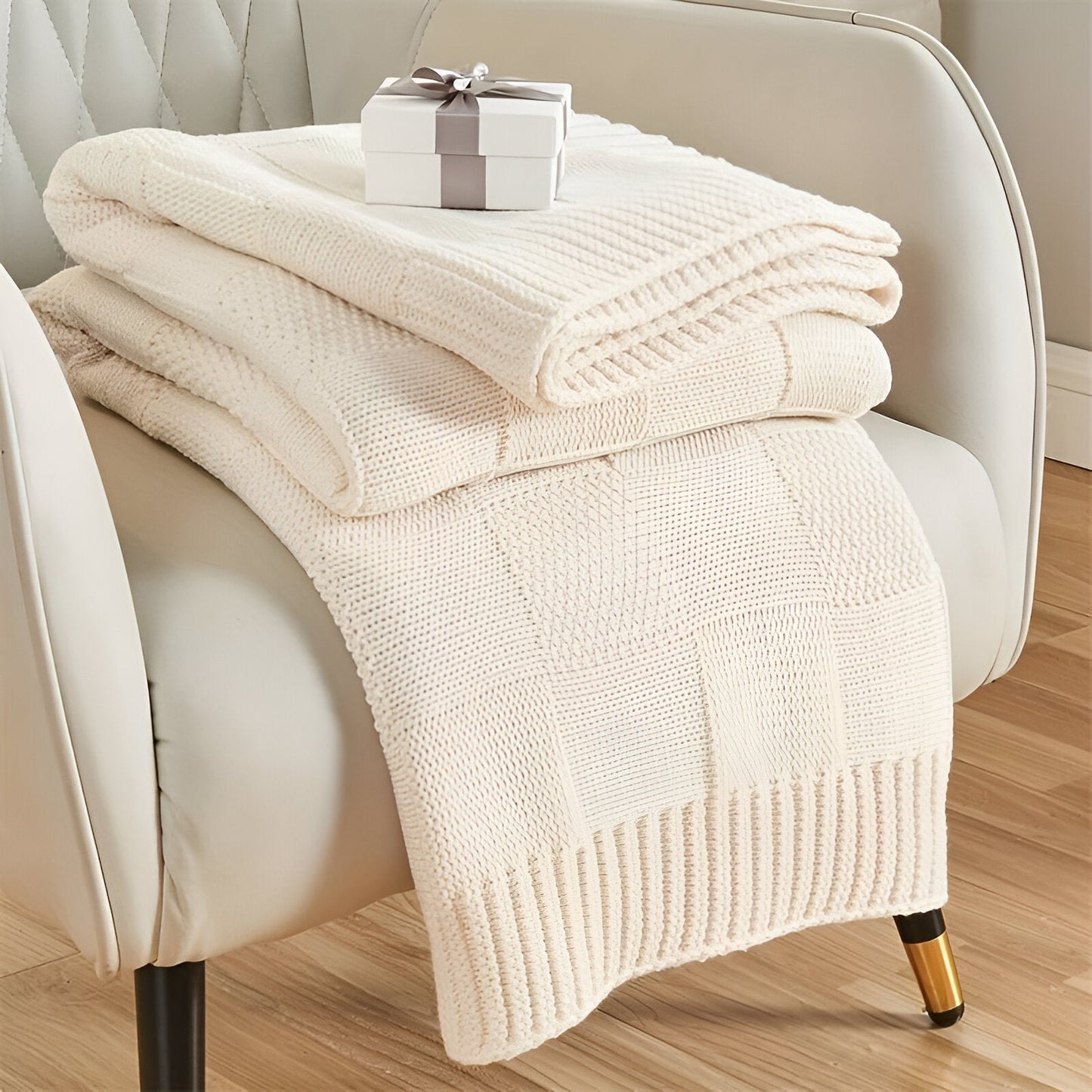 Weiche Strickdecke für Bett