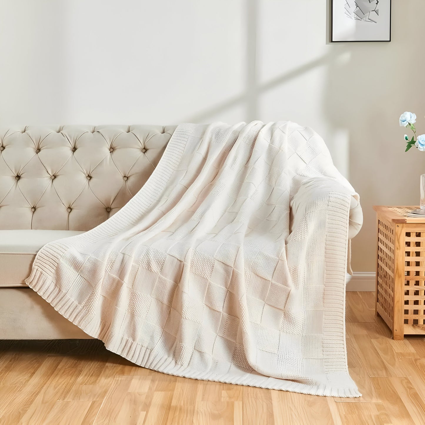 Weiche Strickdecke für Bett