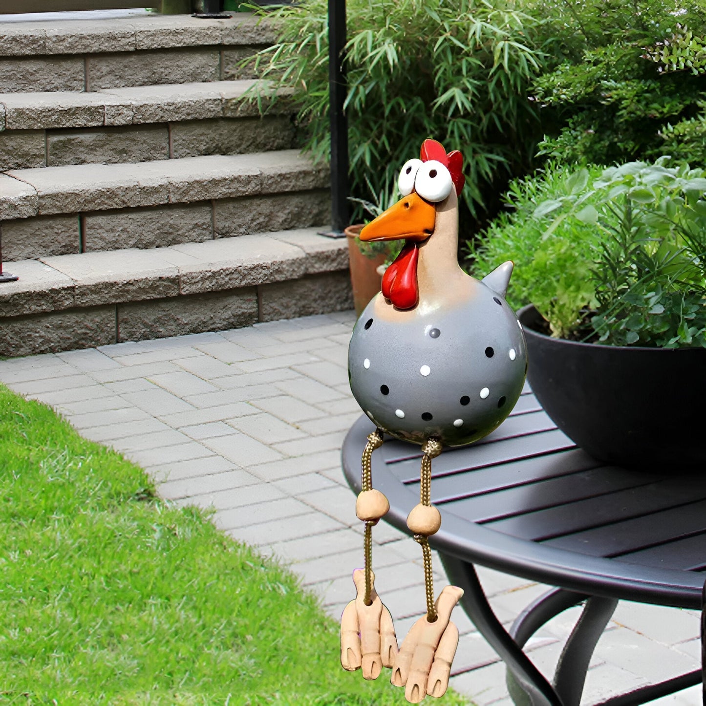Wetterfeste Hühnerstatue aus Resin für den Garten