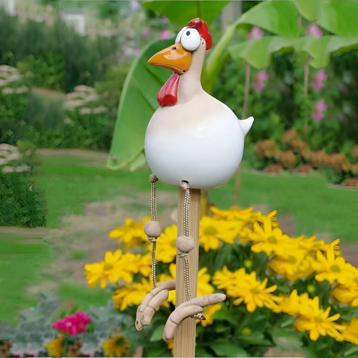 Wetterfeste Hühnerstatue aus Resin für den Garten