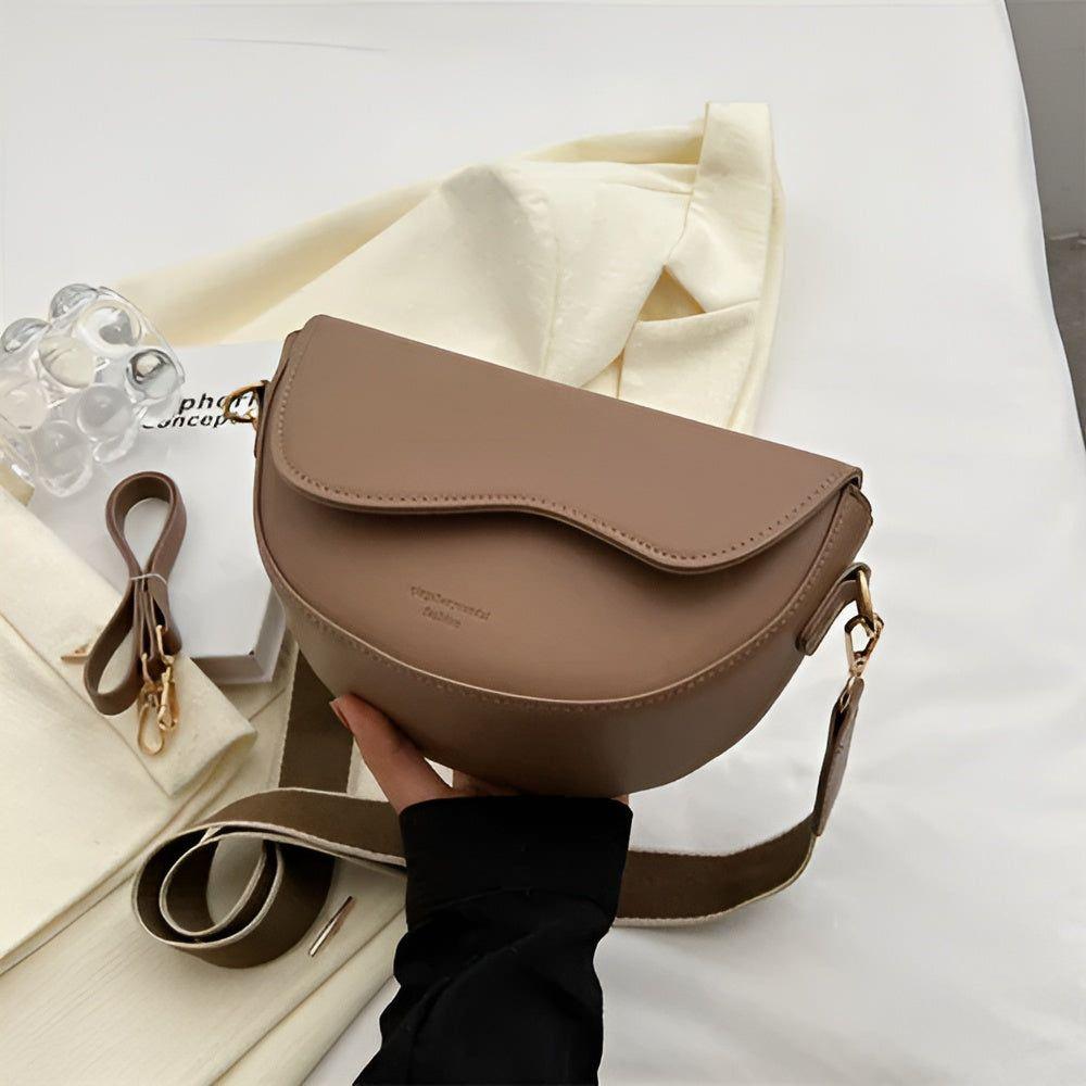 Elegante PU-Leder Umhängetasche Damen mit Breitem Schulterriemen – Stylische Crossbody Bag für Alltag und besondere Anlässe 1