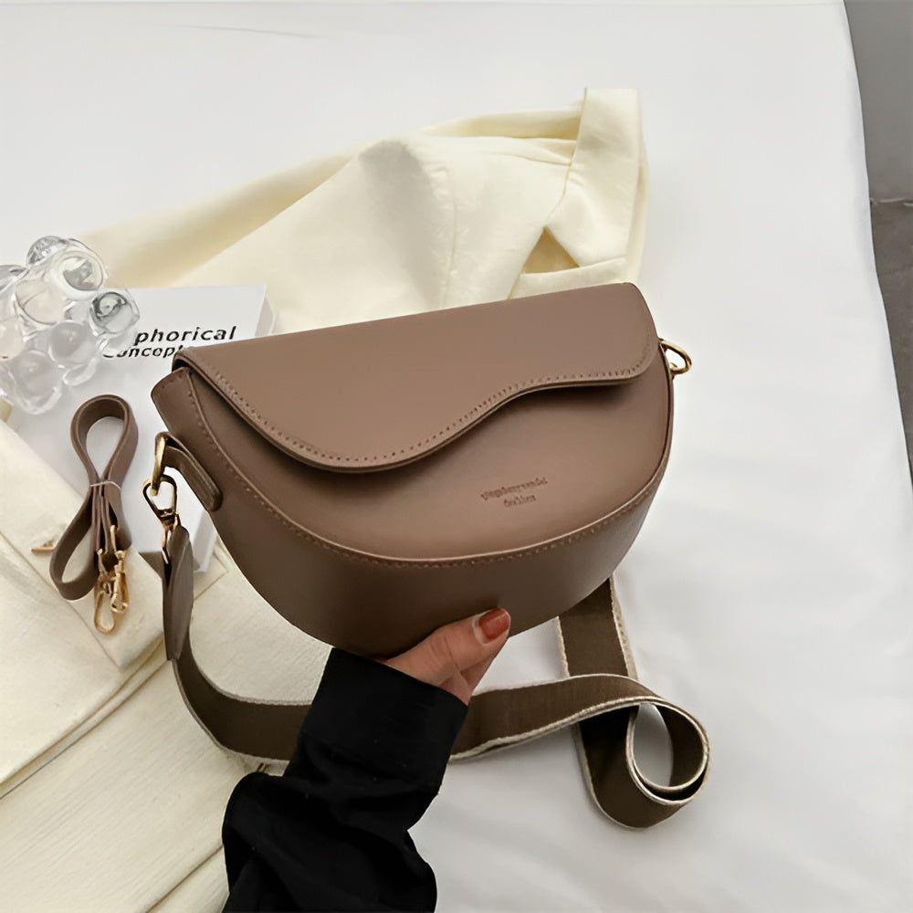 Elegante PU-Leder Umhängetasche Damen mit Breitem Schulterriemen – Stylische Crossbody Bag für Alltag und besondere Anlässe 5