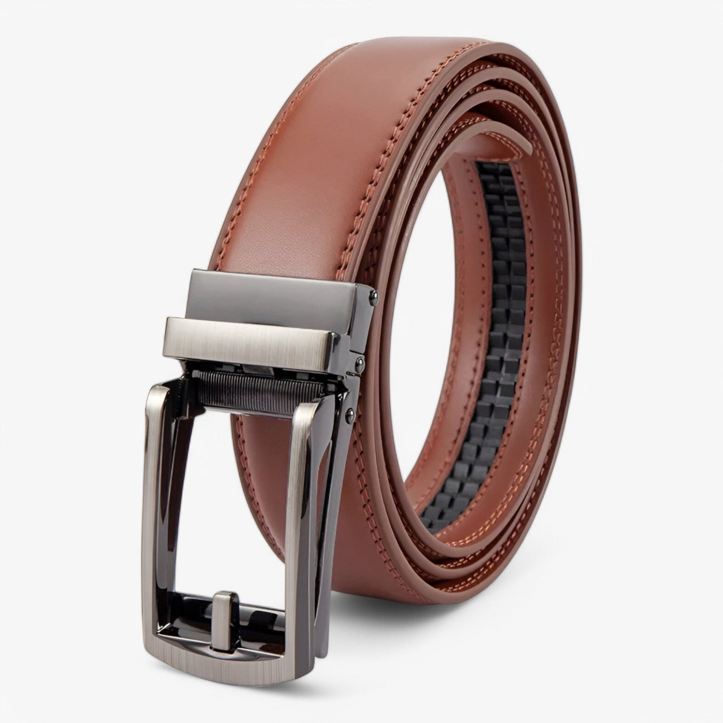Doppelschicht PU-Ledergürtel Herren – Schwarzer Leder-Gürtel mit Eleganter Legierungsschnalle für Formelle und Lässige Anlässe-3