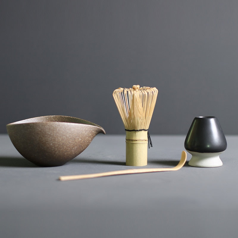 Matcha Set aus Bambus und Keramik