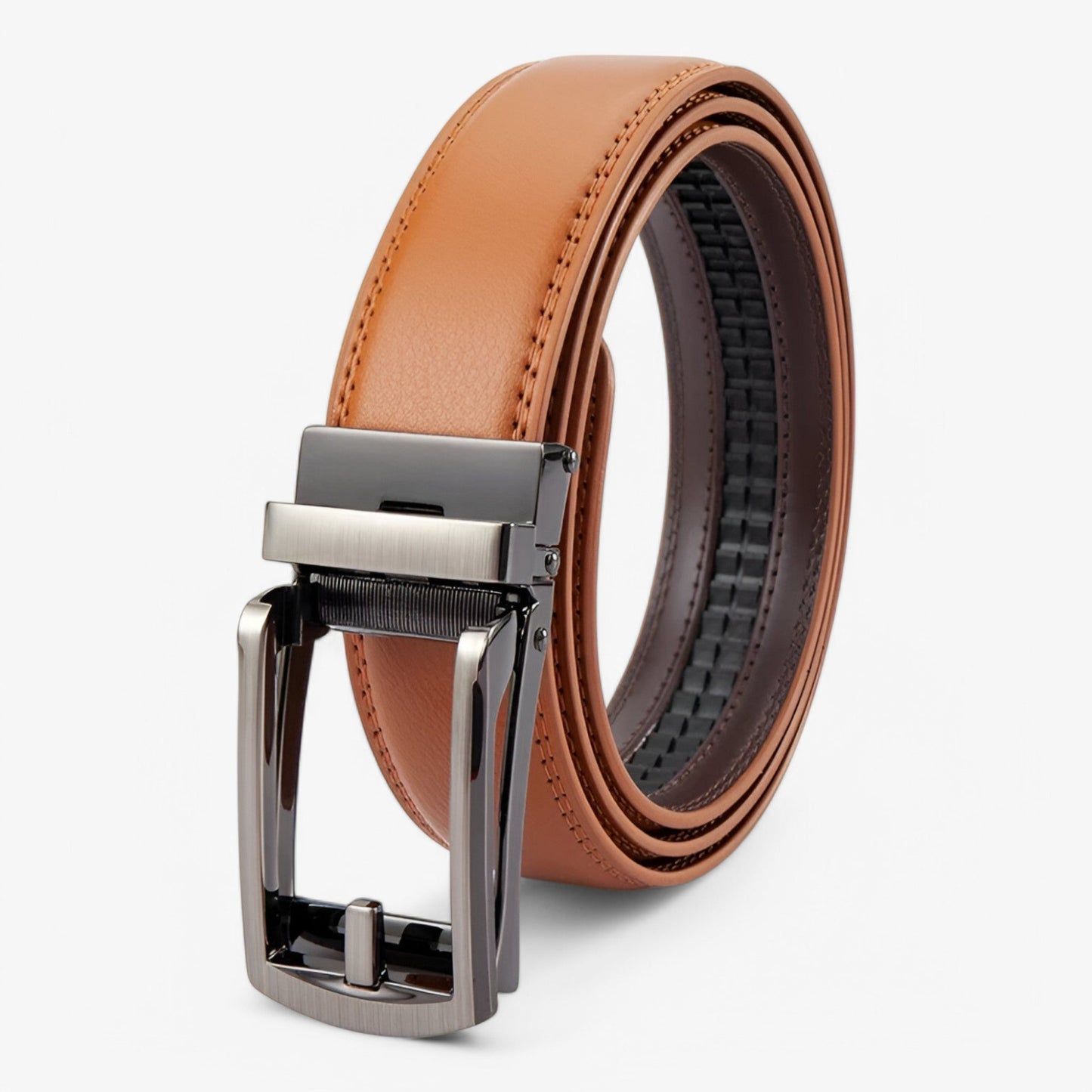 Doppelschicht PU-Ledergürtel Herren – Schwarzer Leder-Gürtel mit Eleganter Legierungsschnalle für Formelle und Lässige Anlässe-2