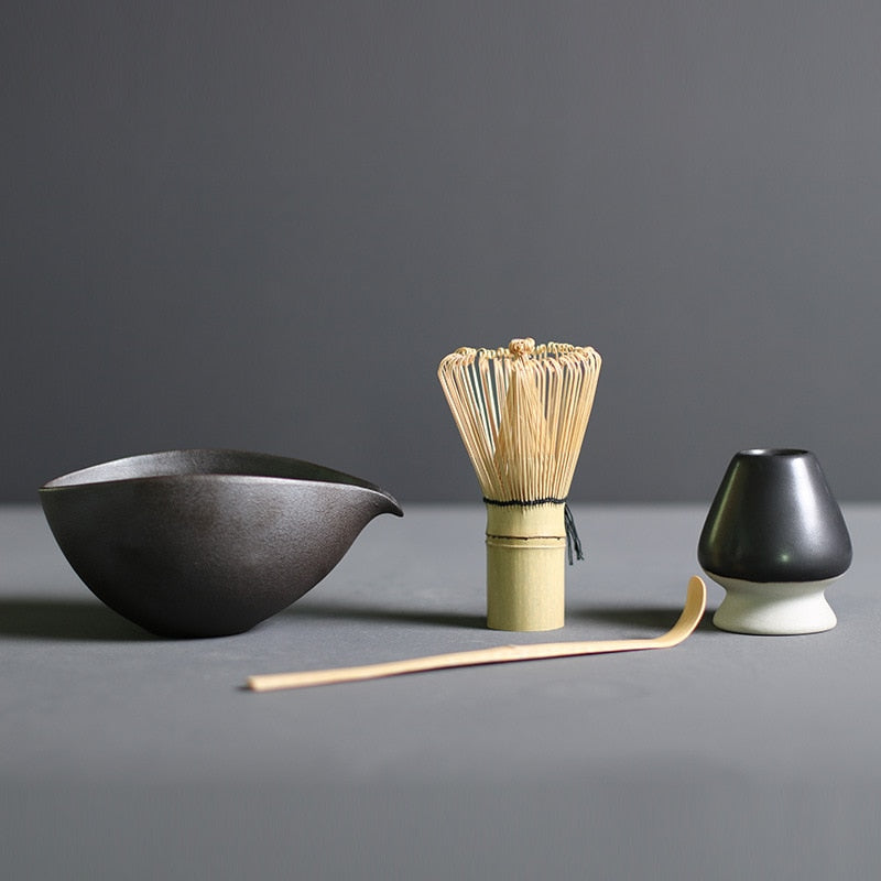 Matcha Set aus Bambus und Keramik