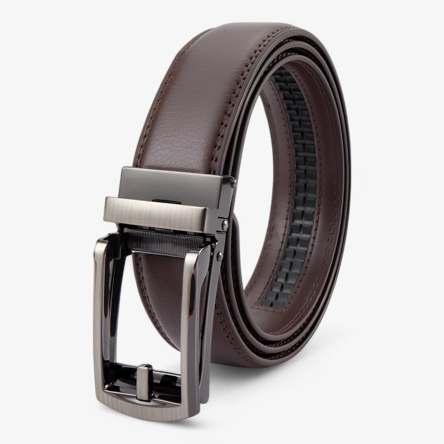 Doppelschicht PU-Ledergürtel Herren – Schwarzer Leder-Gürtel mit Eleganter Legierungsschnalle für Formelle und Lässige Anlässe-4