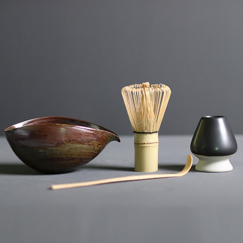 Matcha Set aus Bambus und Keramik