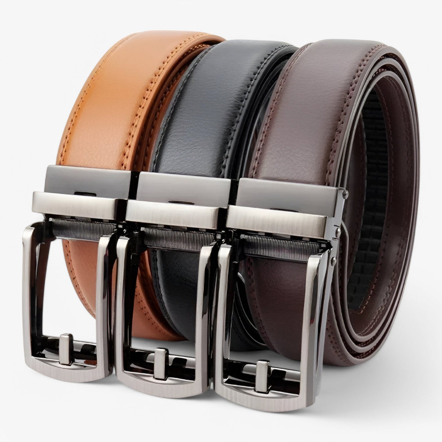 Doppelschicht PU-Ledergürtel Herren – Schwarzer Leder-Gürtel mit Eleganter Legierungsschnalle für Formelle und Lässige Anlässe-6