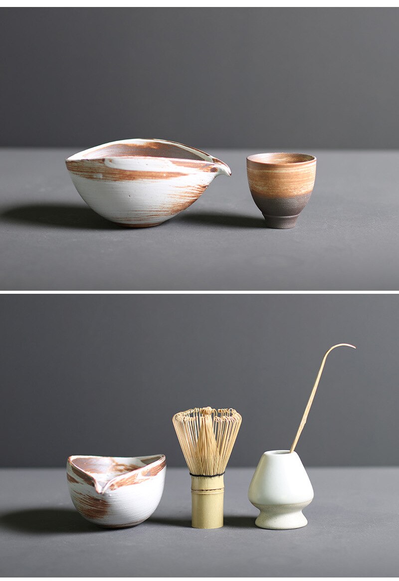 Matcha Set aus Bambus und Keramik