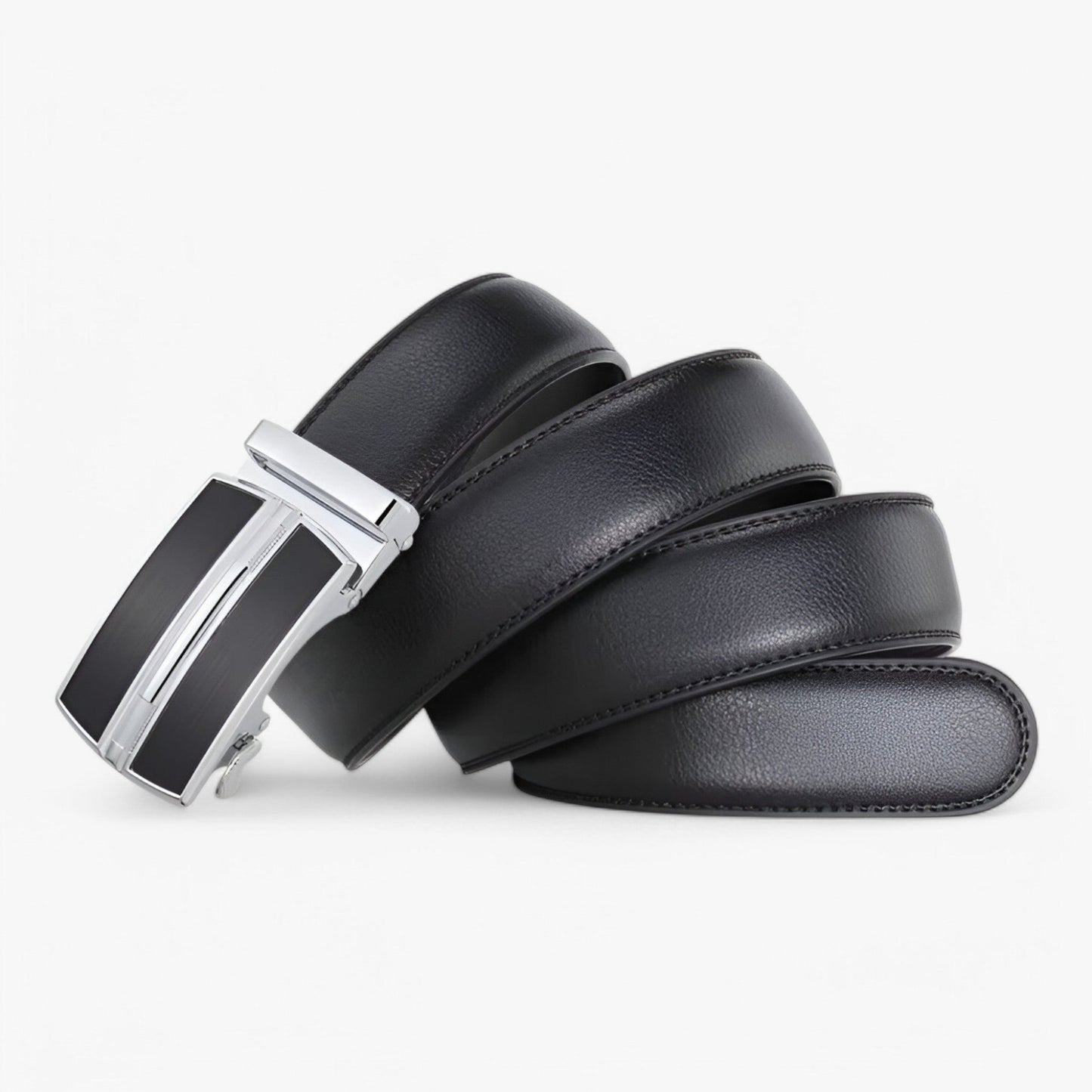 Eleganter Herrengürtel aus echtem Leder mit Automatischer Schleife – Schwarz, 3,5 cm Breit, Ideal für Business und Freizeit-4