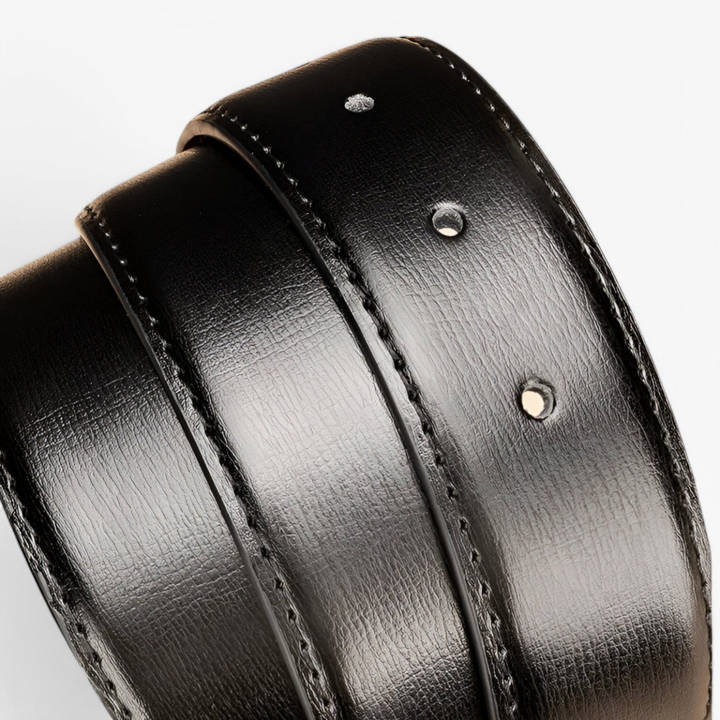 Eleganter Schwarzer Ledergürtel Herren aus PU-Leder mit 7 Verstellbaren Löchern und Zinklegierungsschnalle-3