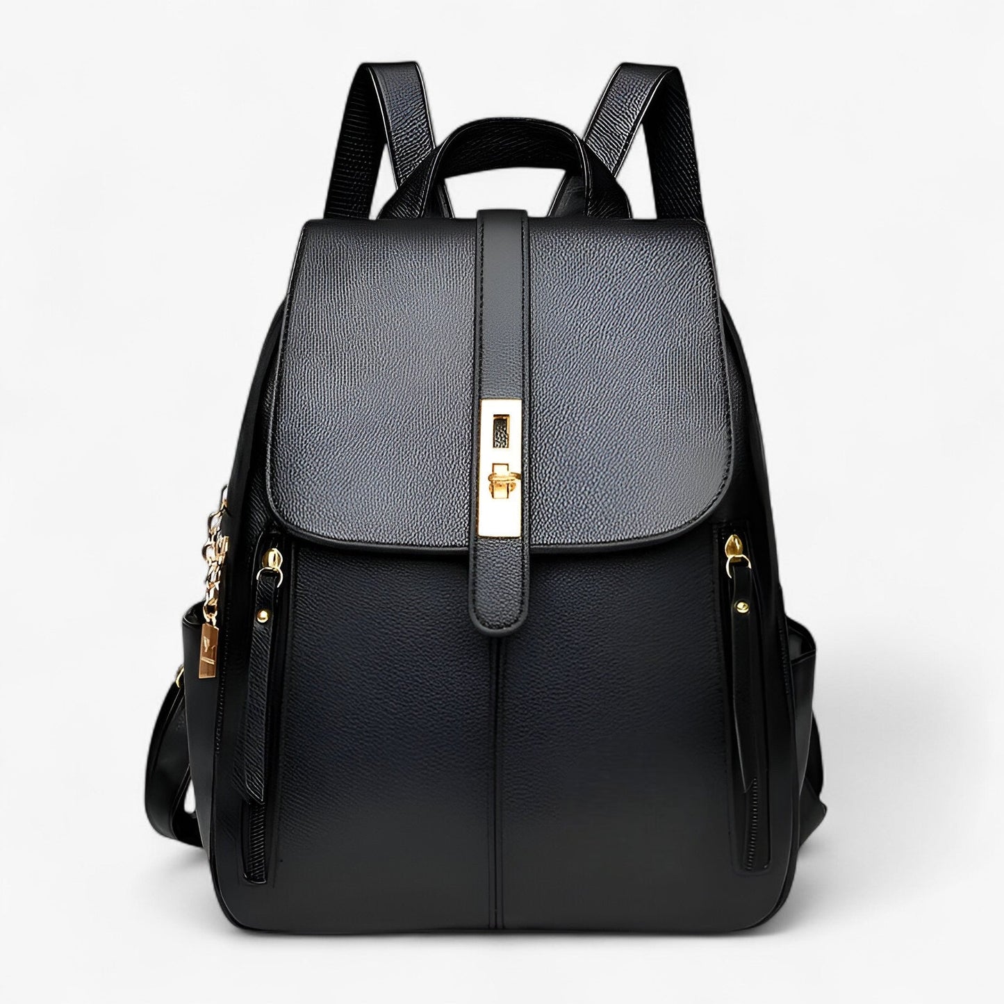 Eleganter Lederrucksack für Damen – Modern und Geräumig, Ideal für Alltag und Reisen, Verstellbare Schultergurte, Schwarz/Braun 1