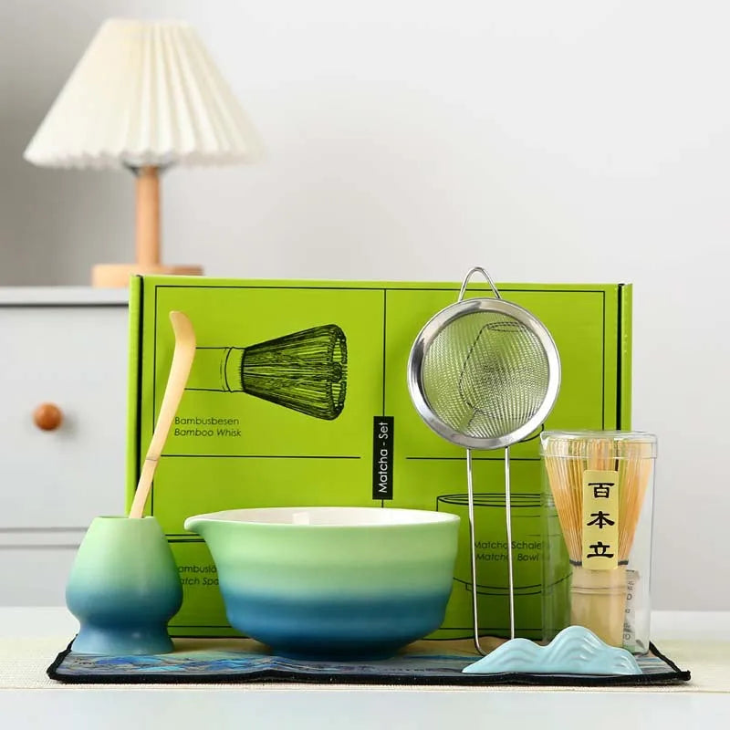 Matcha Tee Set mit Bambus und Keramik – Teezubereitung Kit für authentische Teeerlebnisse, 2 oder 7 Teile 2