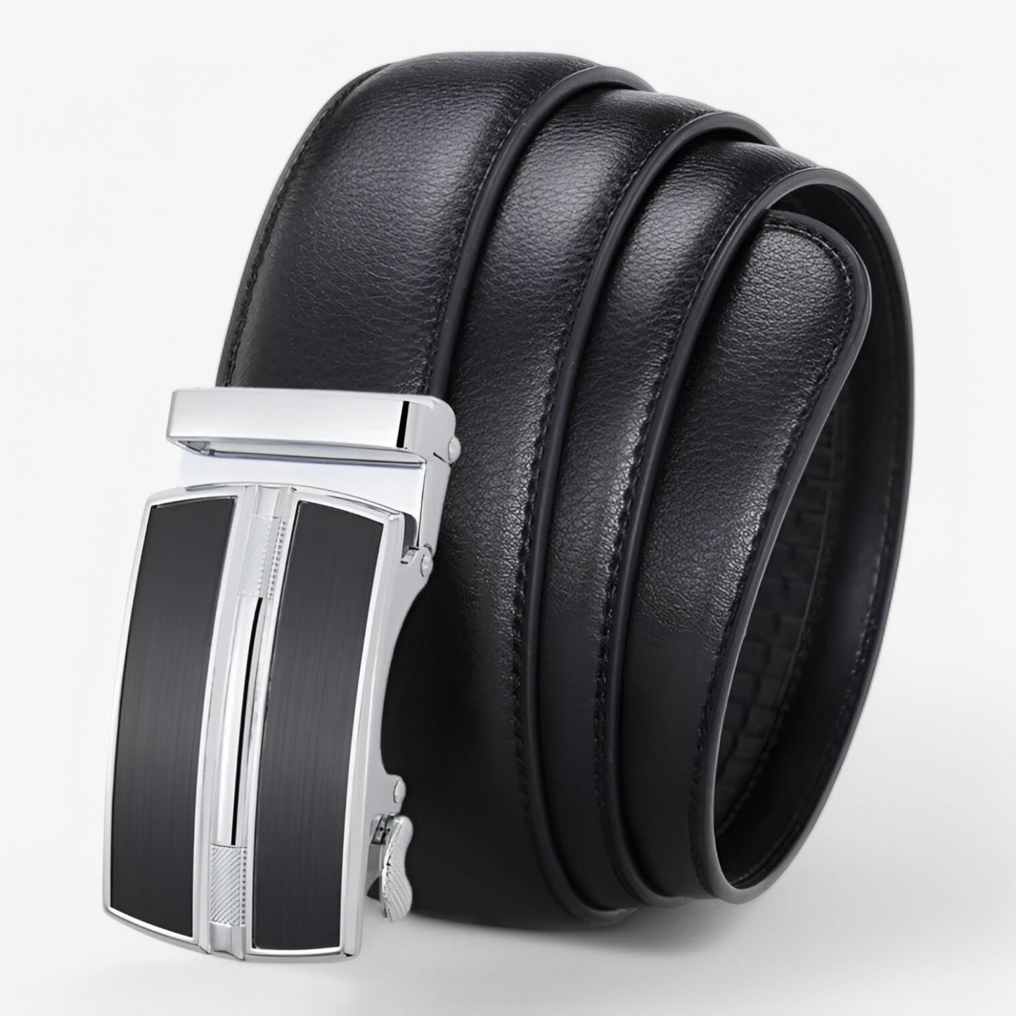 Eleganter Herrengürtel aus echtem Leder mit Automatischer Schleife – Schwarz, 3,5 cm Breit, Ideal für Business und Freizeit-3
