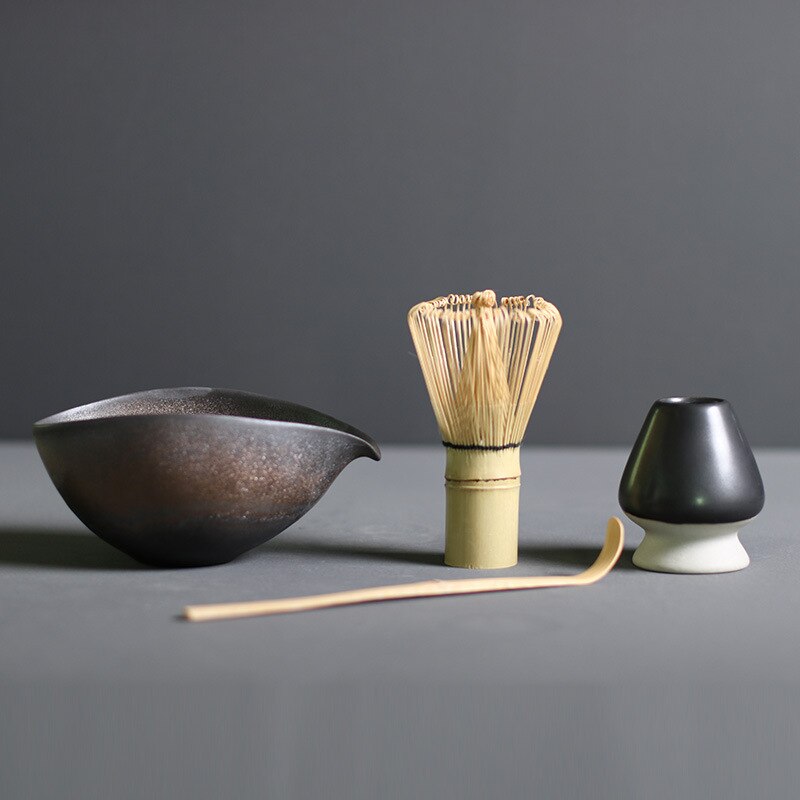 Matcha Set aus Bambus und Keramik