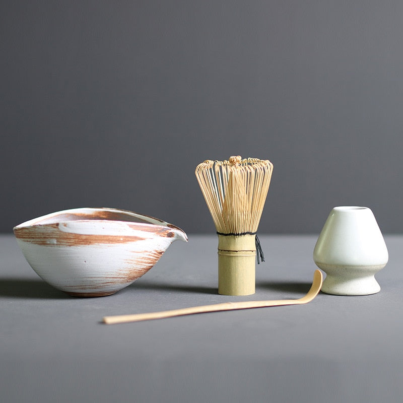 Matcha Set aus Bambus und Keramik