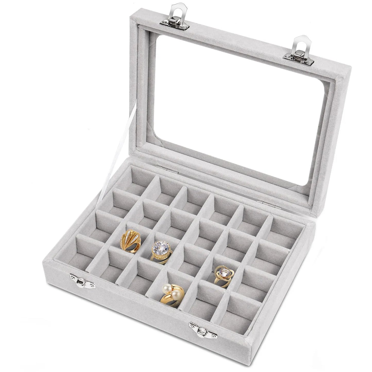 Luxuriöse Schmuckaufbewahrung mit Samt und Glasdeckel