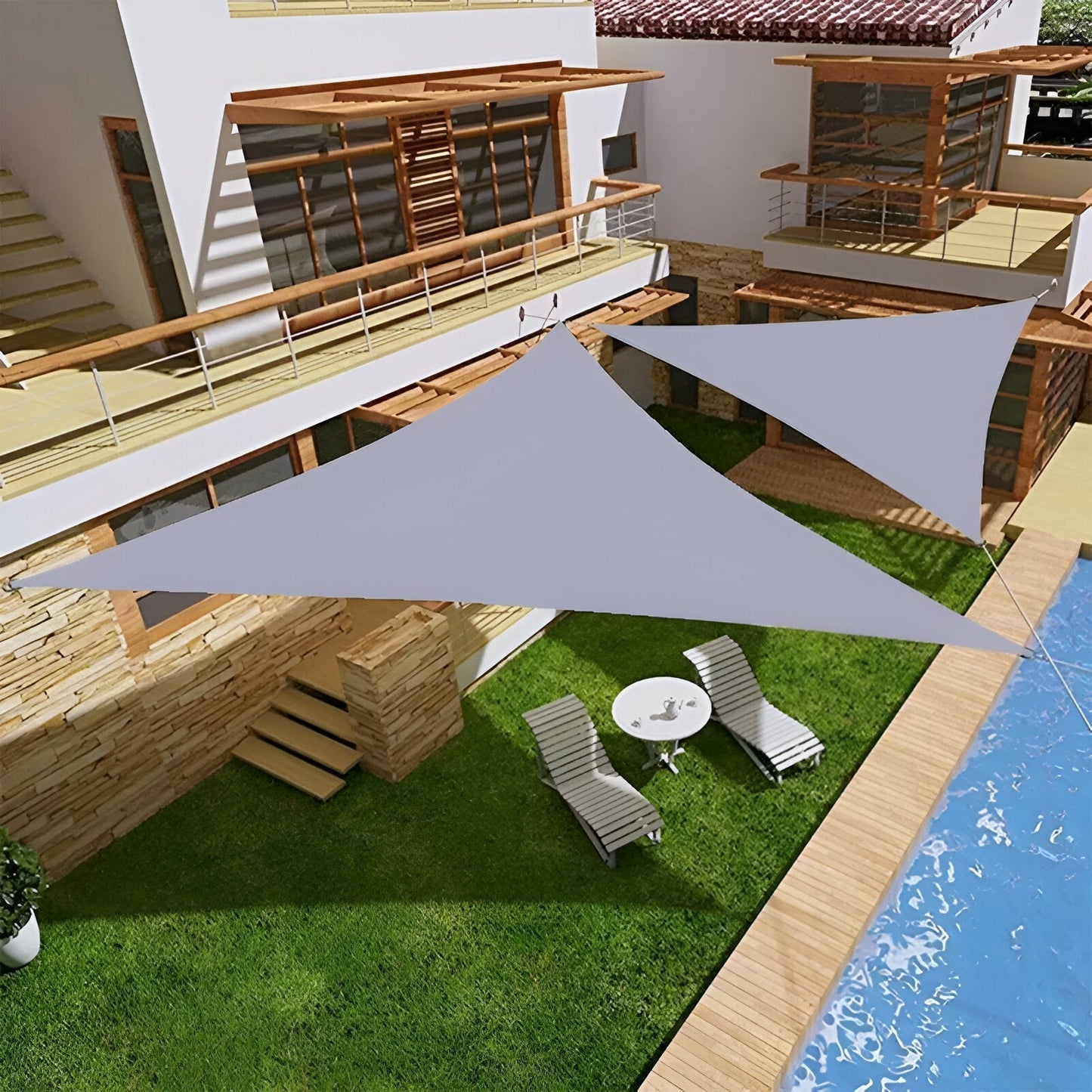Wasserdichtes Dreieck-Sonnensegel für Terrasse und Balkon – UV-Schutz, 200 cm bis 500 cm, langlebiges Vinyl-4