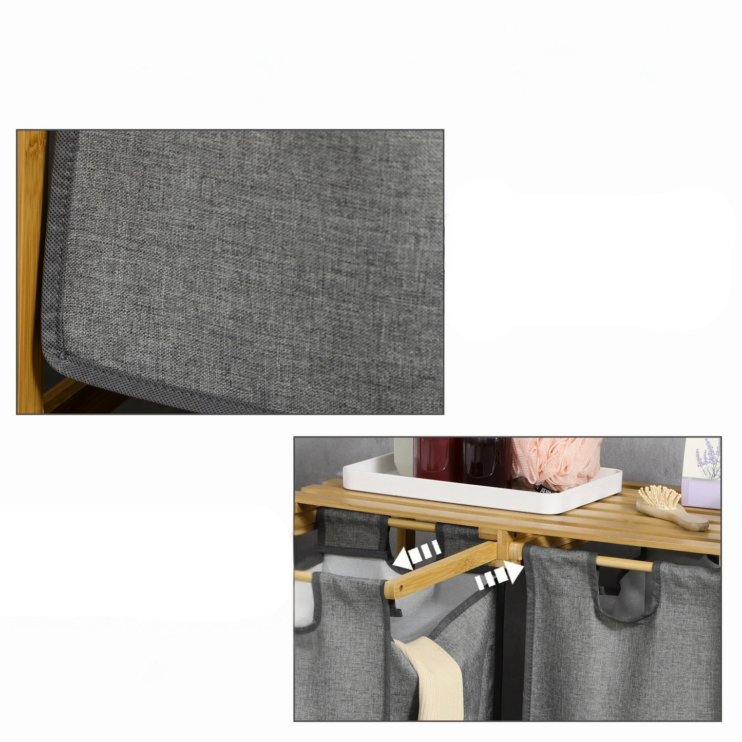 Stylischer Wäschekorb aus Bambus mit 2 herausnehmbaren Taschen – Umweltfreundlicher Wäschesammler für effiziente Wäscheorganisation 4