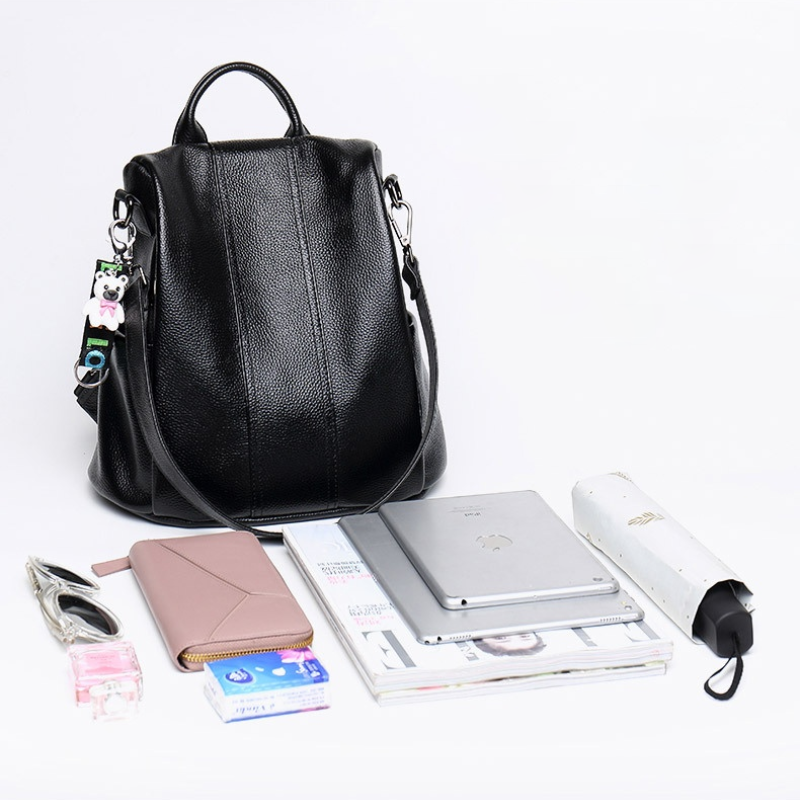 Diebstahlsicherer Rucksack Damen aus Leder – Wasserdicht, Verstellbare Riemen, Vielseitig als Handtasche und Umhängetasche nutzbar 4