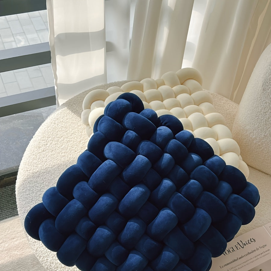 Weiches Quadratisches Plüsch-Knoten-Kissen – Handgewebt für Eleganten Wohnkomfort, 30x33cm 3
