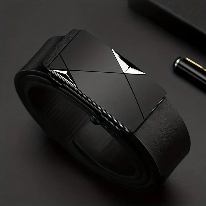 Verstellbarer Ledergürtel Herren mit Automatischer Schnalle – Elegantes Design für Jeden Anlass, Schwarz/Braun, 80-120 cm 3