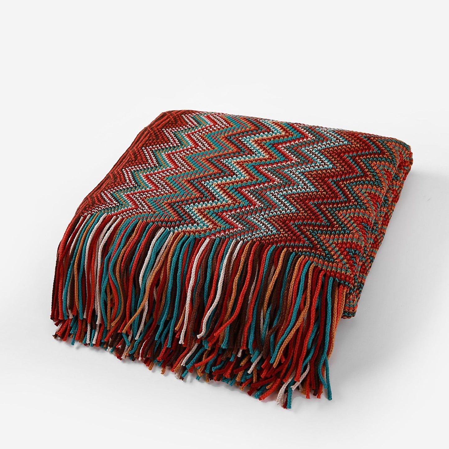 Bohemian Strickdecke mit Streifen