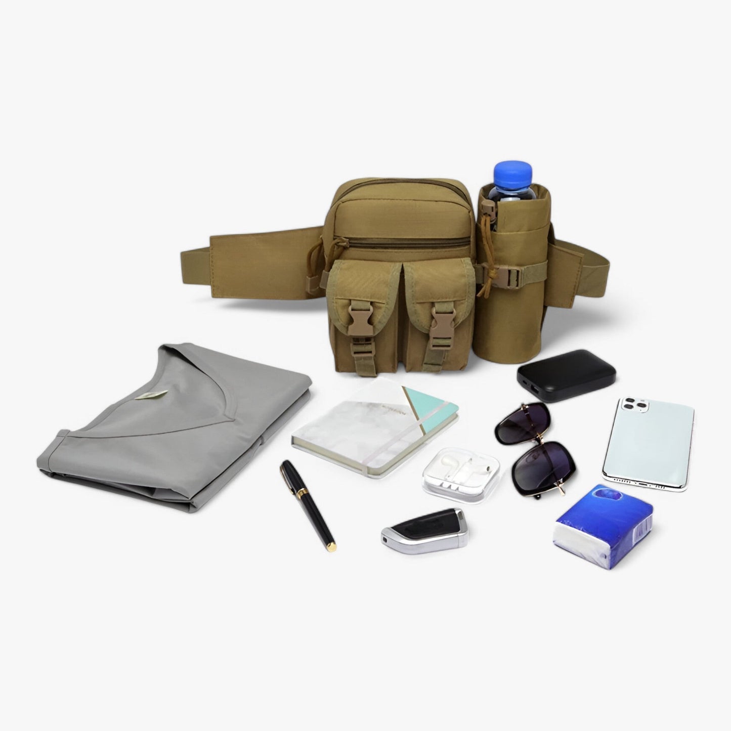 Taktischer Wasserflaschenbeutel aus 800D Nylon – Wasserdicht und Kompakt für Outdoor-Aktivitäten, Unisex, Schwarz, Armeegrün, Kaki-5