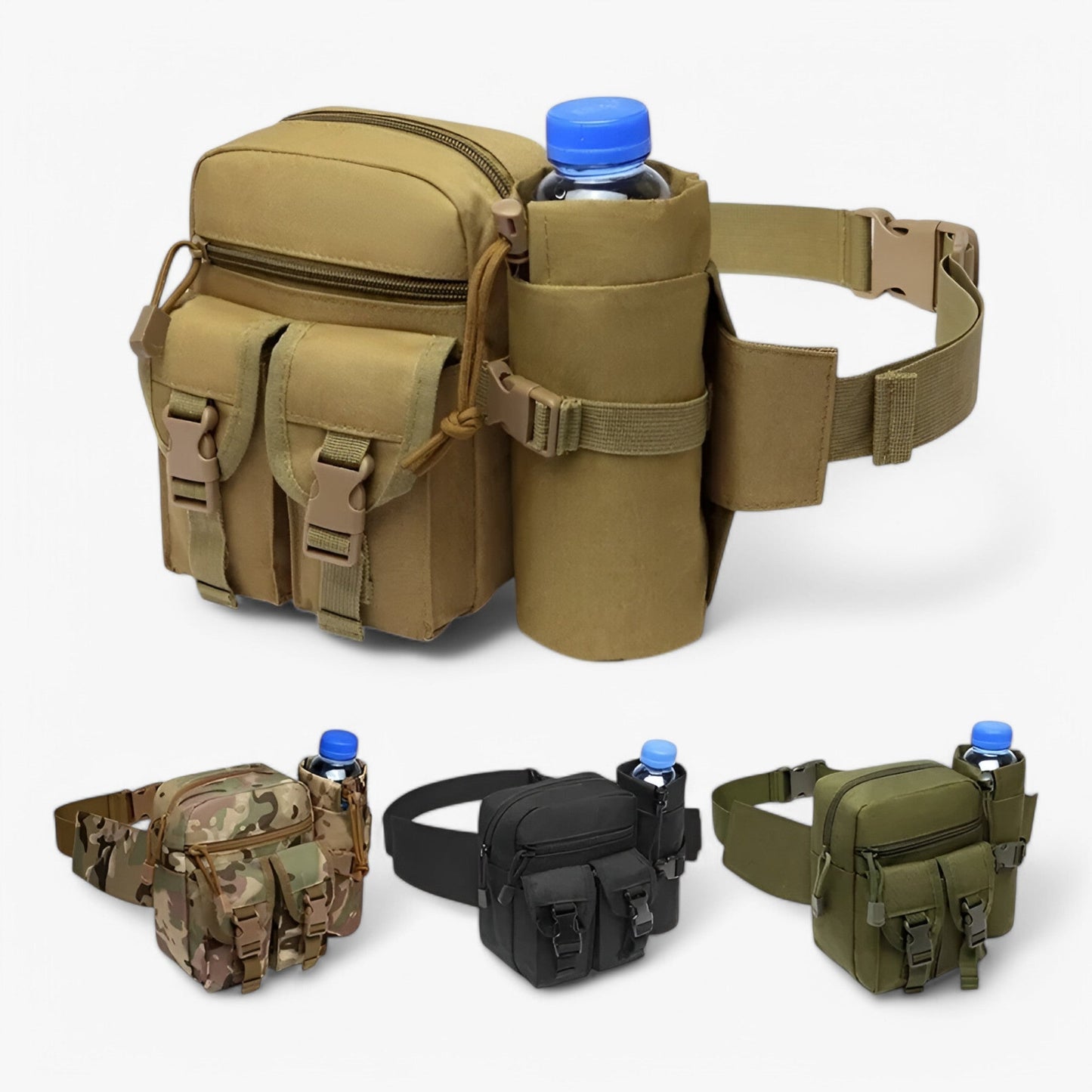 Taktischer Wasserflaschenbeutel aus 800D Nylon – Wasserdicht und Kompakt für Outdoor-Aktivitäten, Unisex, Schwarz, Armeegrün, Kaki-2