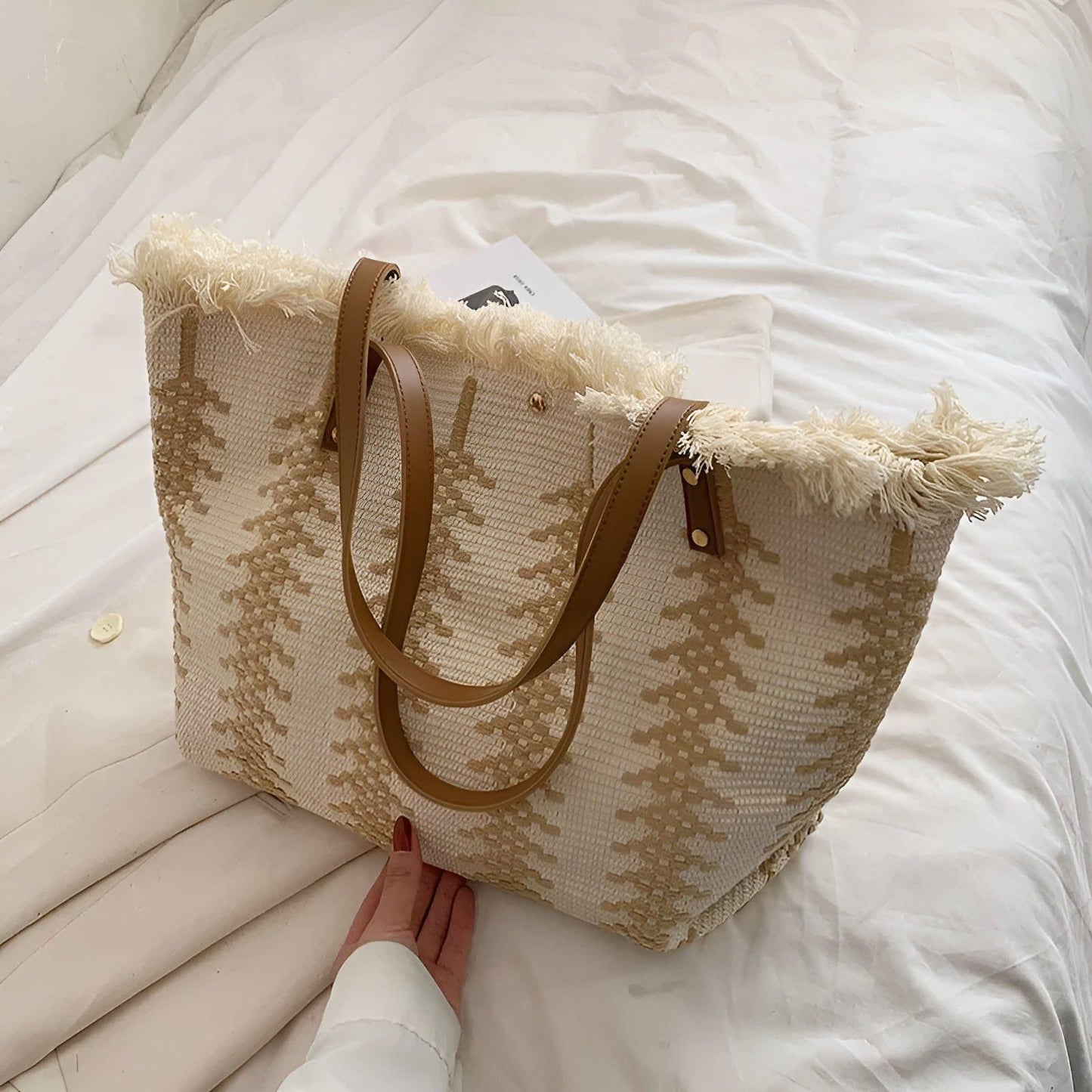 Elegante Große Strandtasche für den Sommer – Geräumige Badetasche mit Sicherem Knopfverschluss und Leichtem Design 5