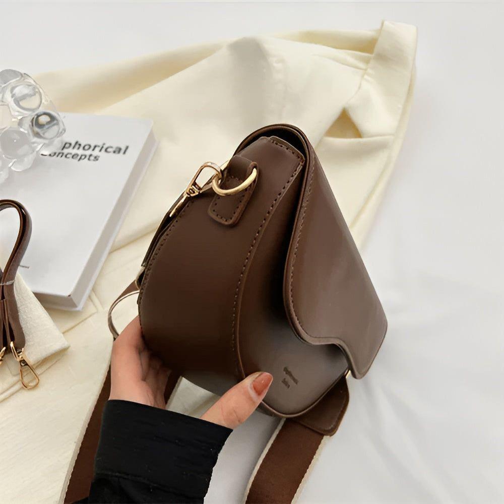 Elegante PU-Leder Umhängetasche Damen mit Breitem Schulterriemen – Stylische Crossbody Bag für Alltag und besondere Anlässe 3