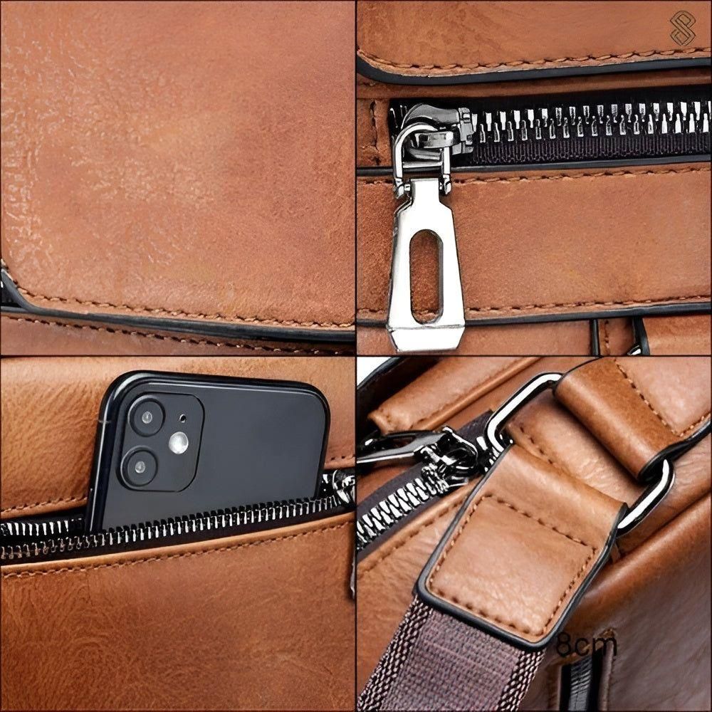 Herren Schultertasche aus Veganem Leder mit Verstellbarem Gurt – Stilvolle Schultertaschen Herren für Büro und Freizeit 5