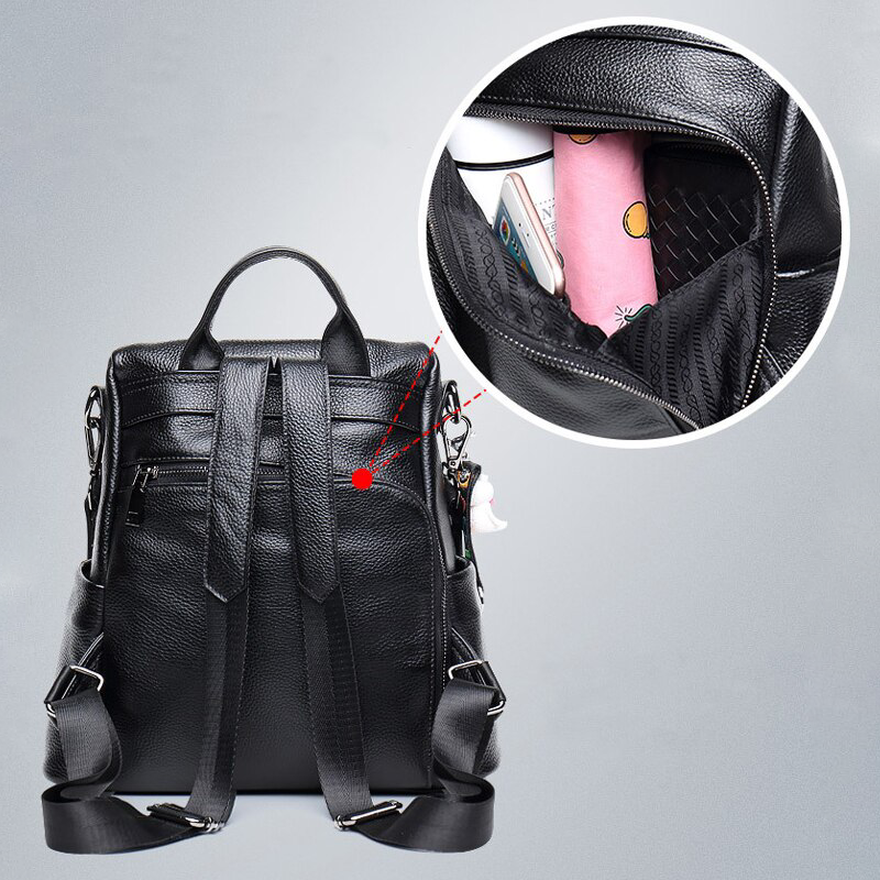 Diebstahlsicherer Rucksack Damen aus Leder – Wasserdicht, Verstellbare Riemen, Vielseitig als Handtasche und Umhängetasche nutzbar 5