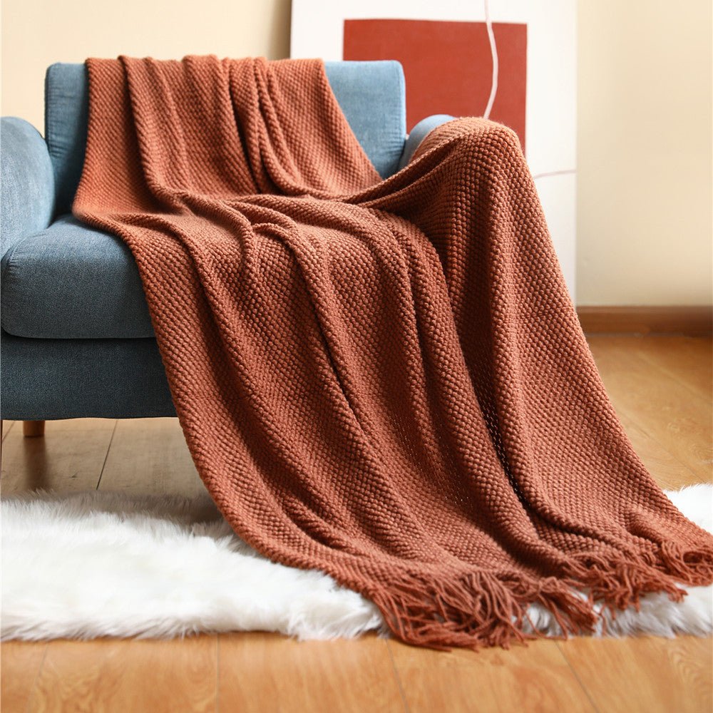 Nordische Strickdecke - Weich & Kuschelig - Perfekt für Wohnzimmer, Schlafzimmer & Terrasse