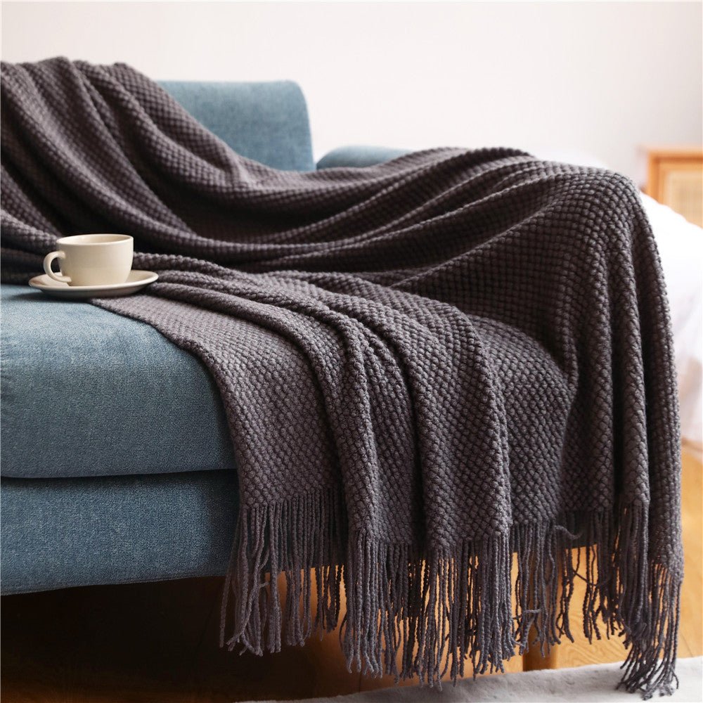 Nordische Strickdecke - Weich & Kuschelig - Perfekt für Wohnzimmer, Schlafzimmer & Terrasse