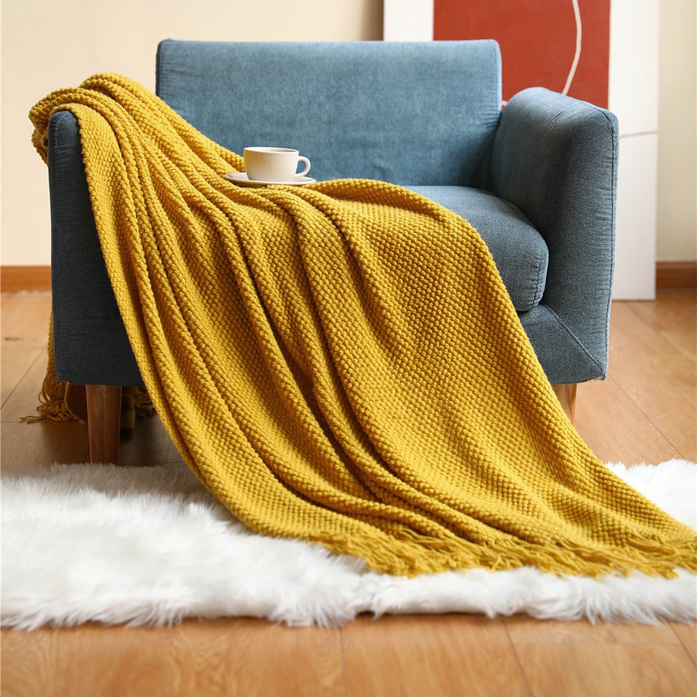 Nordische Strickdecke - Weich & Kuschelig - Perfekt für Wohnzimmer, Schlafzimmer & Terrasse