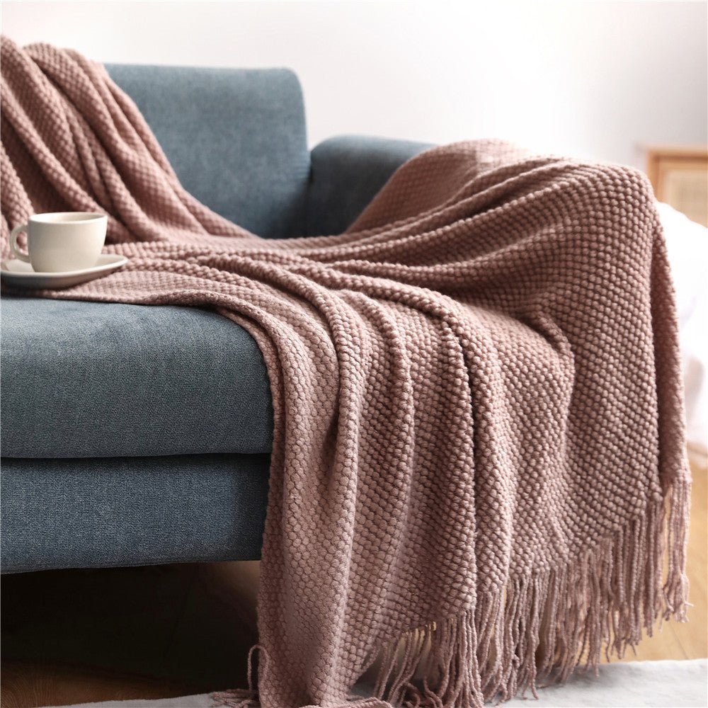 Nordische Strickdecke - Weich & Kuschelig - Perfekt für Wohnzimmer, Schlafzimmer & Terrasse